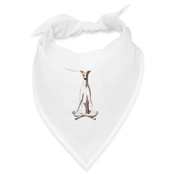 Meditierender Whippet Hund - Bandana Dreieckstuch - Weiß - Vorne
