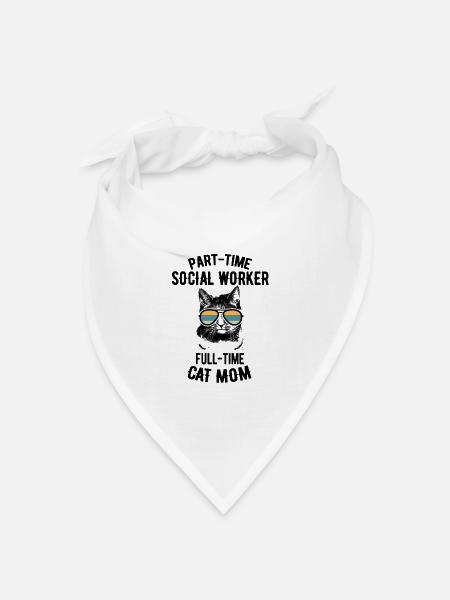 Teilzeit Katze Mutter Sozialarbeiter Geschenk - Bandana Dreieckstuch - Weiß
