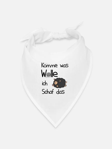Stricken Damen Tshirt Schäfchen Geschenkidee - Bandana Dreieckstuch - Weiß