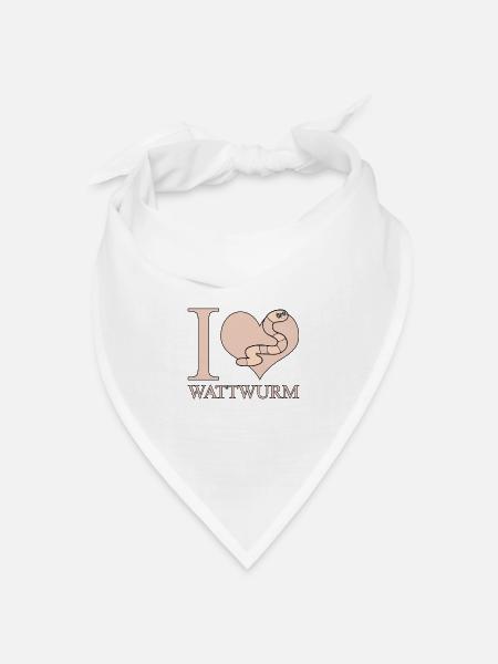 I liebe Wattwürmer - Bandana Dreieckstuch - Weiß