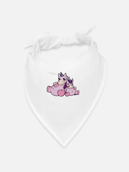 Niedliches Einhorn Geschenk Einhörner Mama Kind - Bandana Dreieckstuch - Weiß