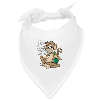 Shisha Wasserpfeife Rauchender Affe - Bandana Dreieckstuch - Weiß - Vorne