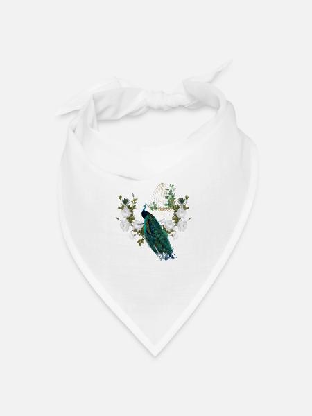 Wunderbarer Pfau, Weinlese - Bandana Dreieckstuch - Weiß