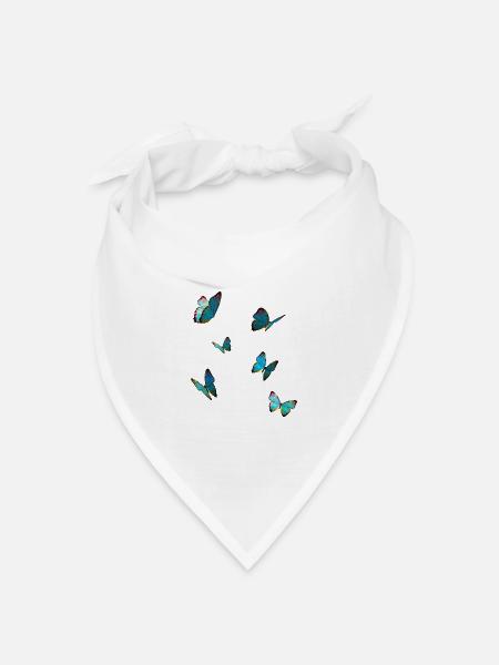 Schmetterlinge Blau - Bandana Dreieckstuch - Weiß
