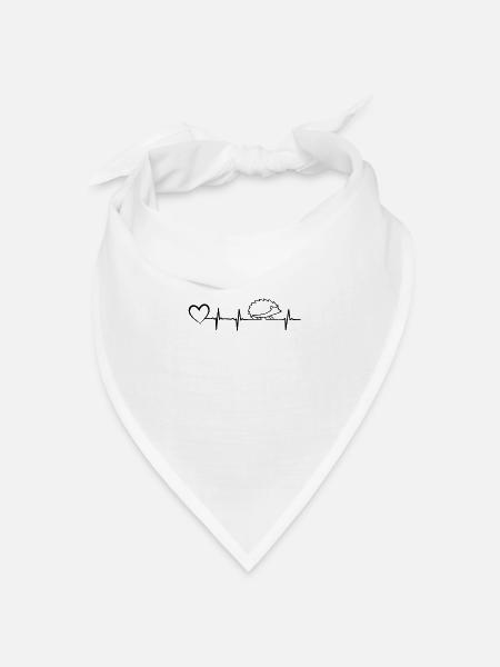 Igel Herzschlag Heartbeat Herz Stacheltier EKG - Bandana Dreieckstuch - Weiß