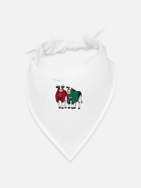 Weihnachten Retro Kuh Kühe Ugly Christmas Sweater - Bandana Dreieckstuch - Weiß