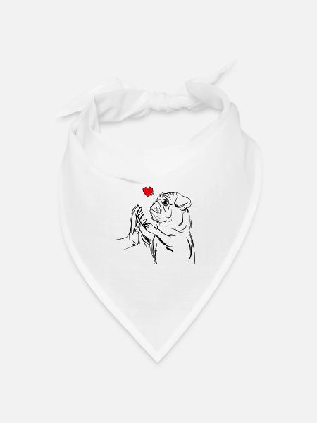 Mops - Bandana Dreieckstuch - Weiß