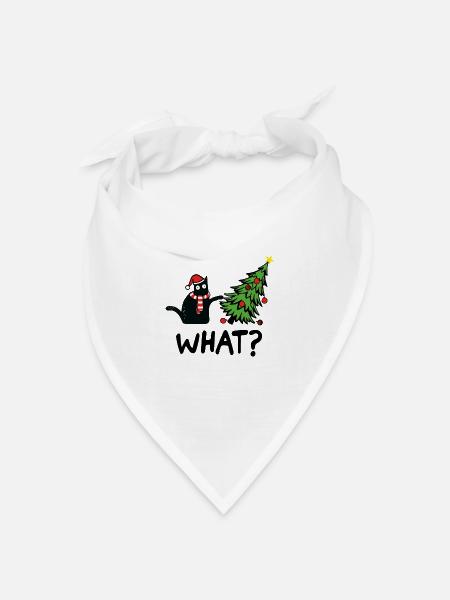 Weihnachtskatze What Weihnachtsbaum Kätzchen - Bandana Dreieckstuch - Weiß