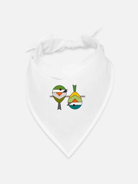 Vogel 2 abstrakte geometrische Spatzen - Bandana Dreieckstuch - Weiß