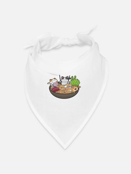 Ramen Katzen Kawaii - Bandana Dreieckstuch - Weiß