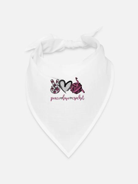 Peace Love Crochet Funny Crocheting T Shirt - Bandana Dreieckstuch - Weiß