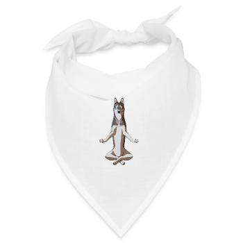 Meditierender Westsibirischer Laika - Bandana Dreieckstuch - Weiß - Vorne