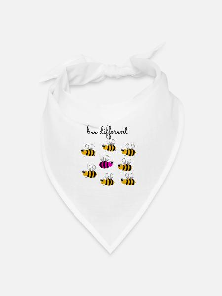 bee different - sei anders - sei du selbst - Biene - Bandana Dreieckstuch - Weiß