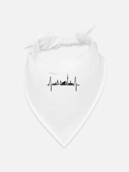 Hamburg Skyline Herzschlag Hamburger Liebe Fan - Bandana Dreieckstuch - Weiß