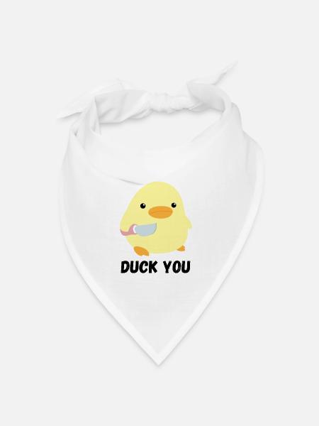 Duck you Süße Ente mit Messer Meme Huhn Geschenk - Bandana Dreieckstuch - Weiß