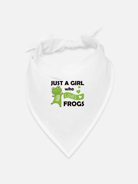 Just a Girl who loves frogs süße Herzen Frosch - Bandana Dreieckstuch - Weiß