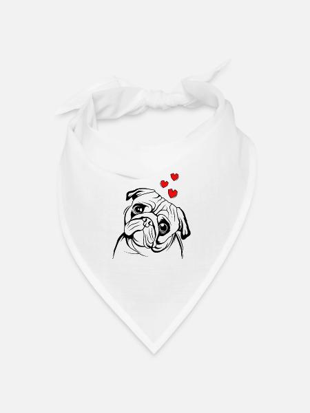 Mops - Bandana Dreieckstuch - Weiß