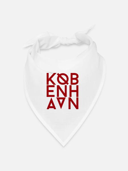 København Typo Monogram in Crimson Red - Bandana Dreieckstuch - Weiß