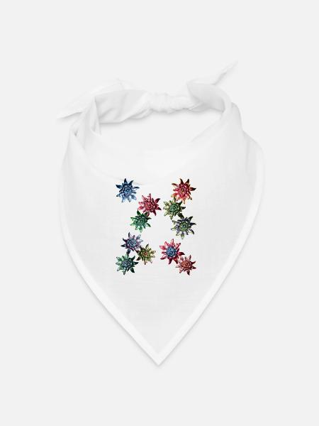 Trachtendesign mit buntem Edelweiss / - Bandana Dreieckstuch - Weiß