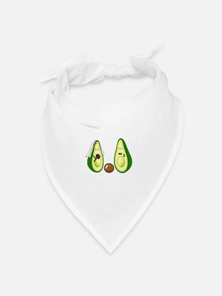 Avocado Brautpaar mit Kind Geschenk zur Hochzeit - Bandana Dreieckstuch - Weiß