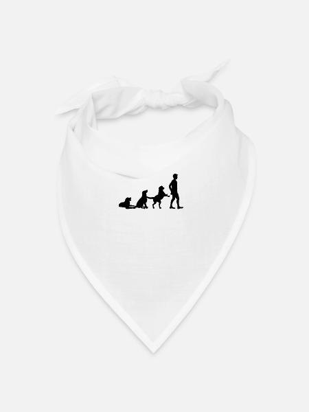 Hund Evolution Hunde Gassi Entwicklung Mensch - Bandana Dreieckstuch - Weiß