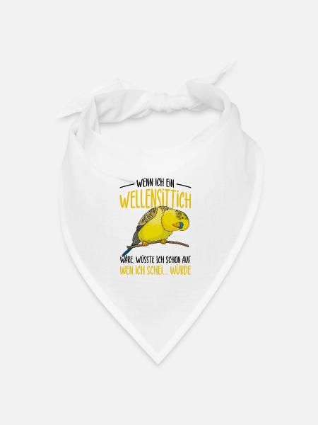 Wellensittich - Bandana Dreieckstuch - Weiß