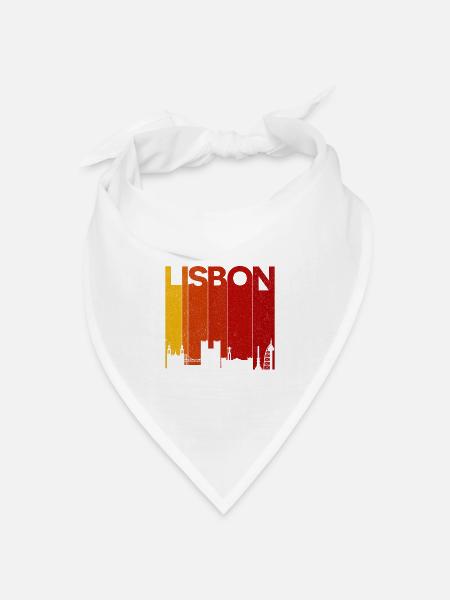 Lissabon Skyline Gradient Sonnenuntergang - Bandana Dreieckstuch - Weiß
