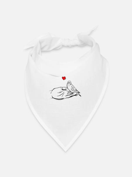 Wellensittich - Bandana Dreieckstuch - Weiß