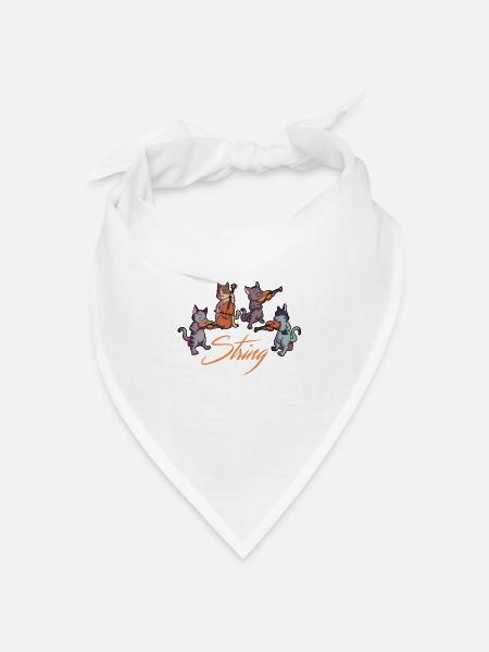 String Purrtet Katze spielen Violin Cello Kitty Clas - Bandana Dreieckstuch - Weiß