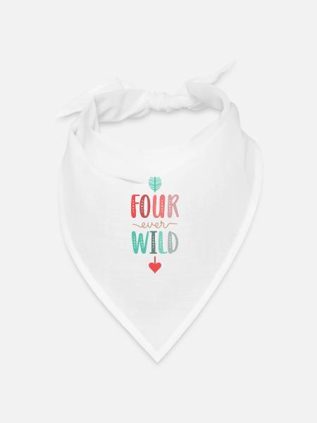 Four Ever Wild 4. Geburtstagsgeschenk Mädchen - Bandana Dreieckstuch - Weiß