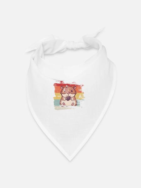 Retro Hamster - Bandana Dreieckstuch - Weiß