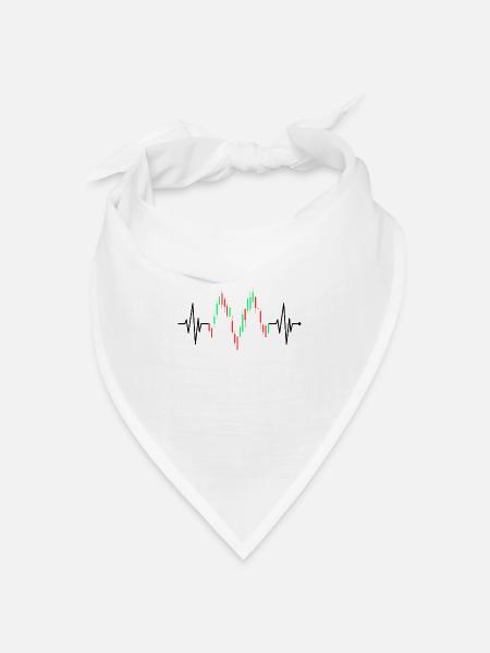 Trader Herzschlag Aktien EKG Börse Forex Trading - Bandana Dreieckstuch - Weiß