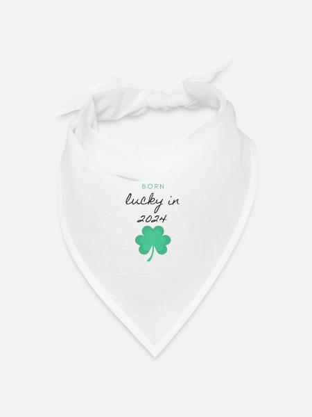 Born lucky in 2024! - Bandana Dreieckstuch - Weiß