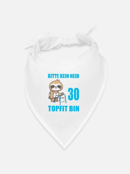 30. Geburtstag 30 Jahre Faultier Faultiere - Bandana Dreieckstuch - Weiß
