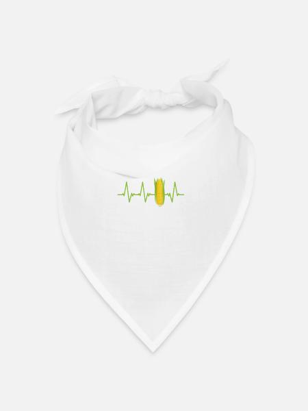 Maiskolben Herzschlag EKG Herzfrequenz - Bandana Dreieckstuch - Weiß
