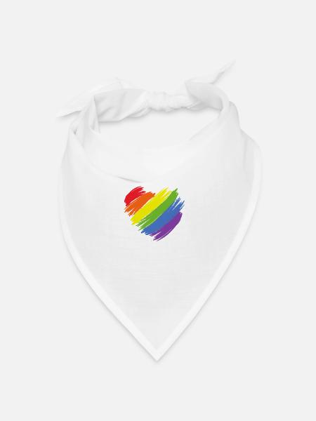 Regenbogen Herz LGBT CSD Love - Bandana Dreieckstuch - Weiß