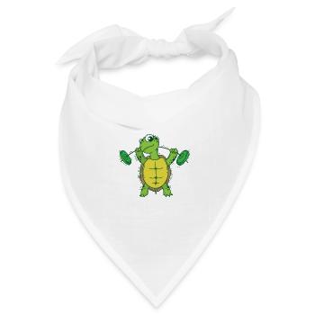 Schildkröte liebt Fitness und Gewichte heben - Bandana Dreieckstuch - Weiß - Vorne