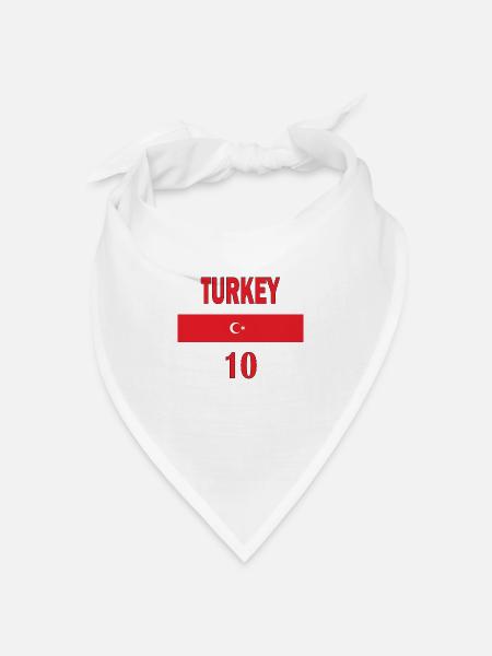 Türkische Fußballmannschaft Nummer zehn Sportgeschenk - Bandana Dreieckstuch - Weiß