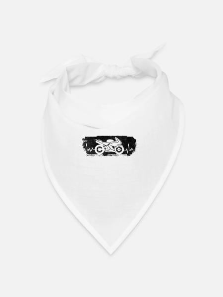 Motorrad Herzschlag - Bandana Dreieckstuch - Weiß