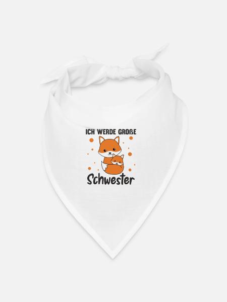 Fuchs große Schwester 2022 für Geschwister - Bandana Dreieckstuch - Weiß