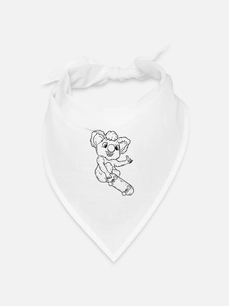 Koala Skater Skateboard Zeichnung - Bandana Dreieckstuch - Weiß
