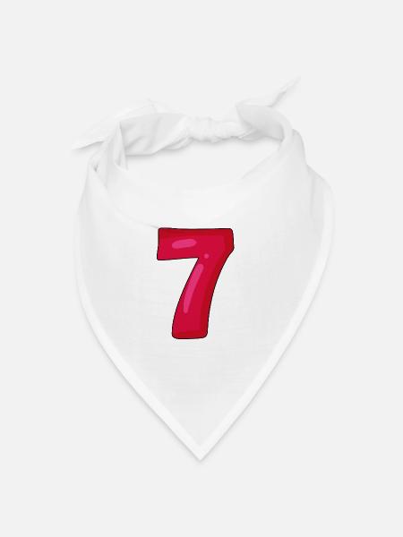 Nummer 7 - Zahl 7 - Bandana Dreieckstuch - Weiß