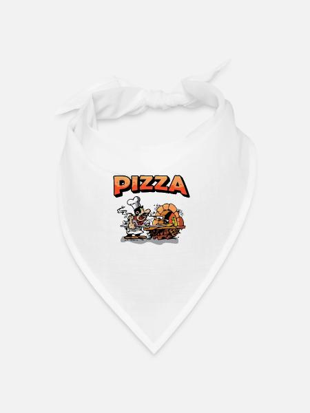 Lustiges Pizzabäcker Geschenk & Geschenkidee - Bandana Dreieckstuch - Weiß