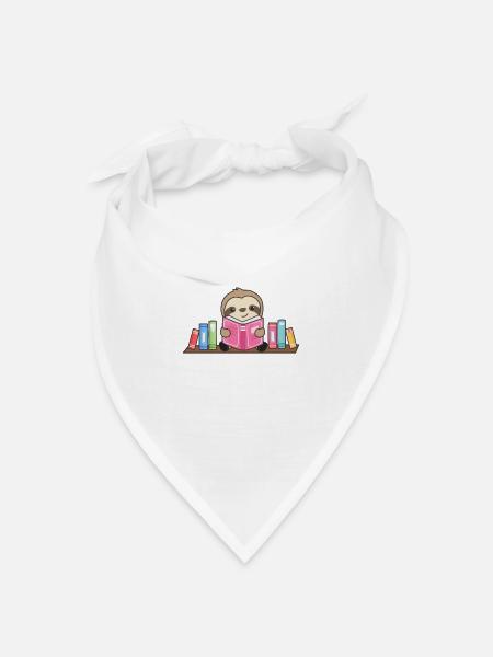 Faultier ließt ein Buch leseratte süße Faultiere - Bandana Dreieckstuch - Weiß