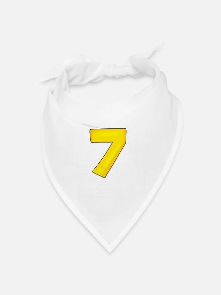 Nummer 7 - Zahl 7 - Bandana Dreieckstuch - Weiß