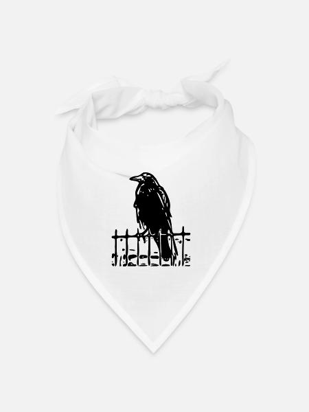 Krähenvogel auf dem Zaun (1c) - Bandana Dreieckstuch - Weiß