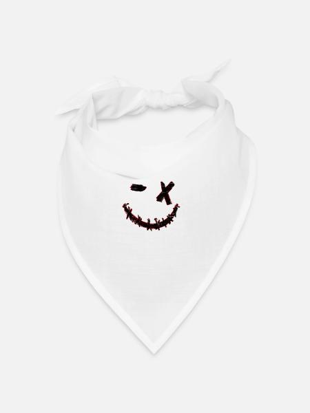 Glitch Smiley - Bandana Dreieckstuch - Weiß