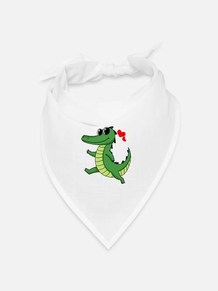 Krokodil - Bandana Dreieckstuch - Weiß