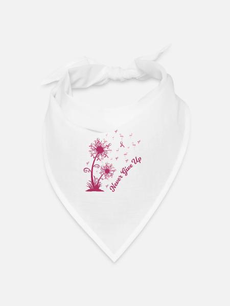 Breast Cancer Awareness Dandelion Never Give Up - Bandana Dreieckstuch - Weiß