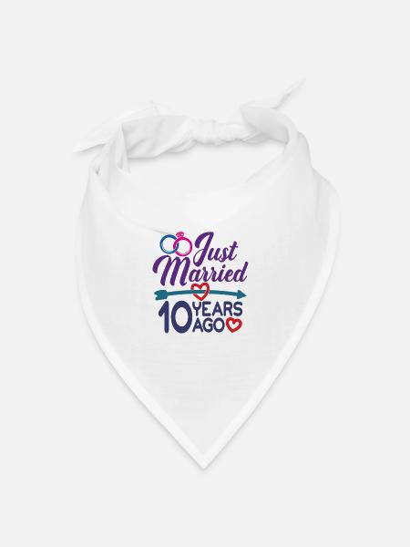 Gerade geheiratet vor 10 Jahren, 10. Hochzeitstag - Bandana Dreieckstuch - Weiß